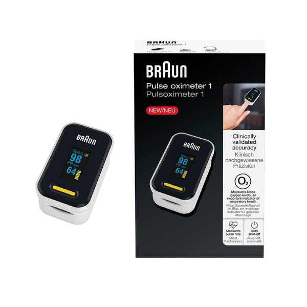 Braun Pulse Oximeter 1 - Accurate Blood Oxygen Finger Monitor - Easy-to-use at Home - For COPD, Pneumonia, Sleep Apnea Sufferers - Great for Athletes- YK-81CEU