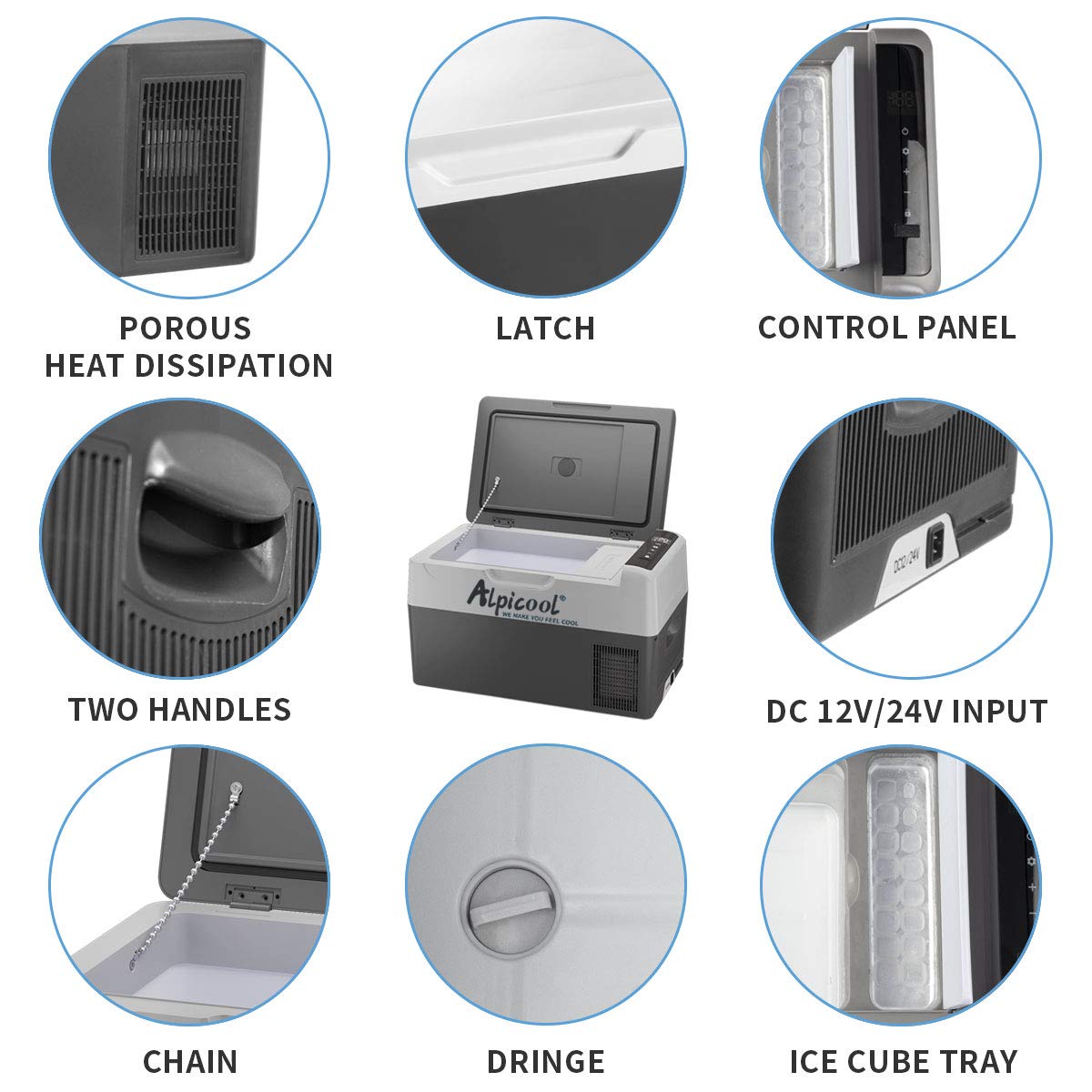 Alpicool G22 22L Compressor Car Fridge Freezer, DC 12v Camping Refrigerator, Portable Mini Cool Box for TruckCampervanRVBoat, -20℃ to 20℃