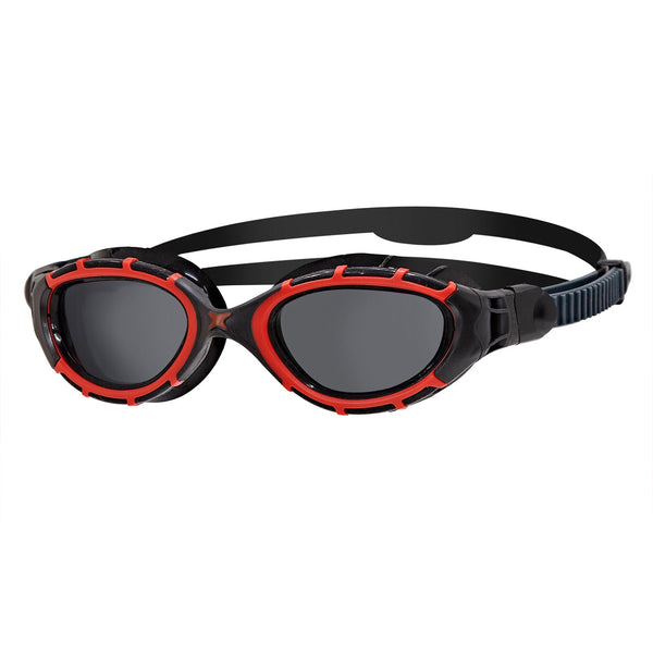 Zoggs Predator Flex Goggle, UV Protection Swim Goggles,Red/Black/Smoke Polarized, regular