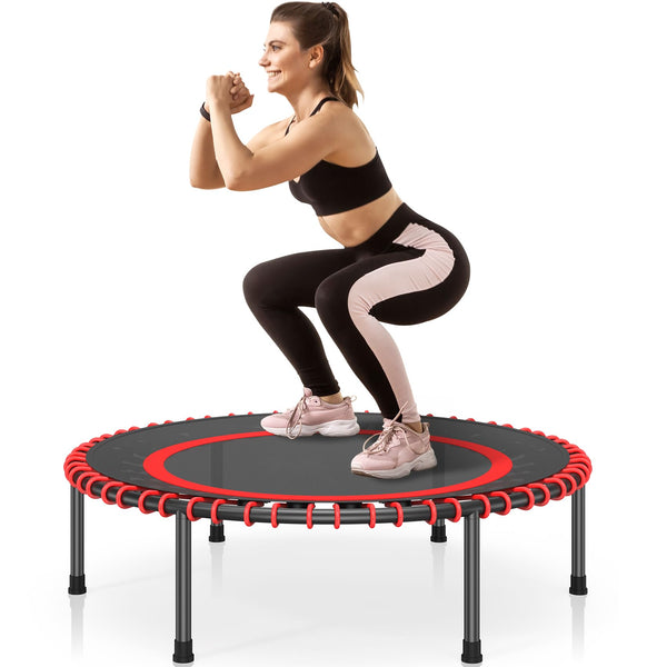 COWISH Mini Trampoline Fitness Trampoline with Anti-Slip Feet for Indoor/Outdoor Rebounder Exercise Bouncer, Fitness Rebounder for Adults