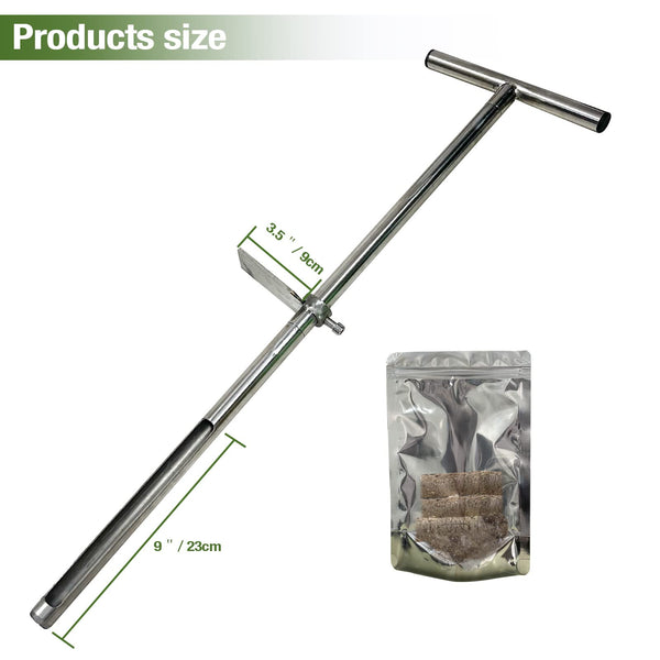 SurmountWay Soil Sampler Probe 34 Inch with Footsteps, Stainless Steel T-Style Handle Soil Test Kits Soil Probes for Soil Sampling Plant Care Garden