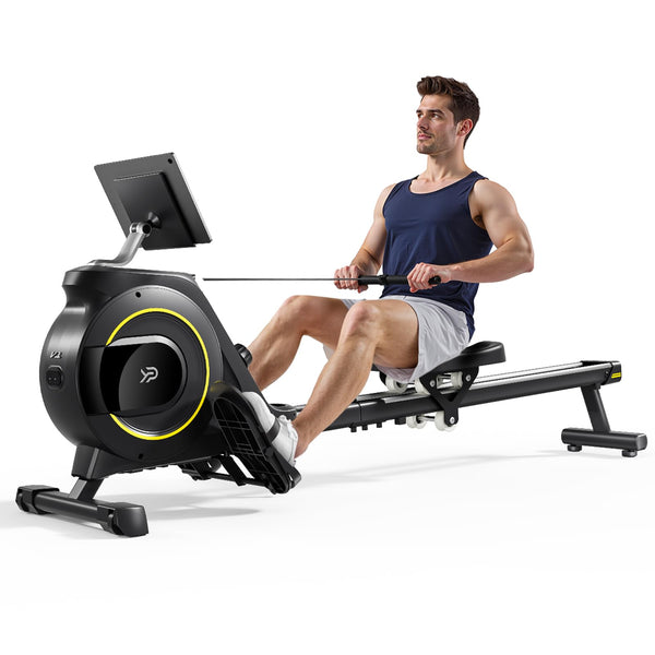 YPOO Rowing Machines for Home Gym, Foldable Magnetic Rower with 16-Level Silent Resistance, Compact Folding Design 350 LB Capacity, Full-Body Workout Machine for Cardio & Strength, APP Connected