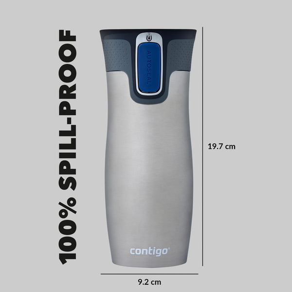 Contigo West Loop Autoseal Travel Mug, Stainless Steel Thermal Mug, Vacuum Flask, Leakproof Tumbler, Coffee Mug with BPA Easy-Clean Lid