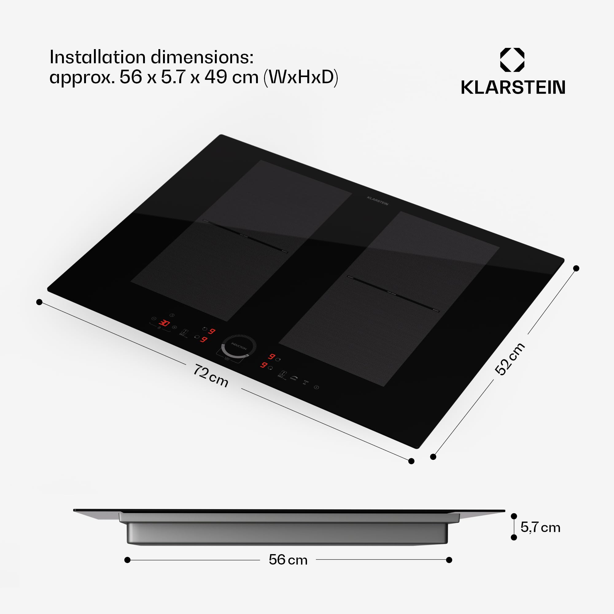 Klarstein Induction Hob, 7000W Electric Hobs Induction Cooker, 4 Ring Electric Pan Hob, Built-In Table Top Cookers w/ 4 Hobs, Touch Control, Inductions Heater Cooktops, Hot Plates for Cooking