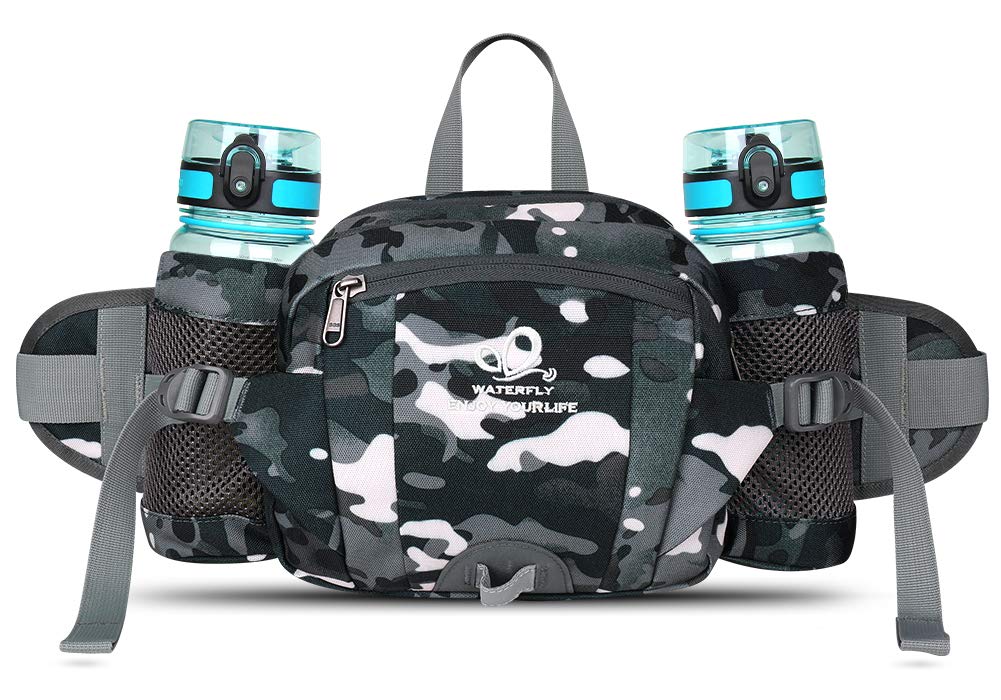 Waterfly Hiking Waist Pack Bum Bag Waist Bag with Bottle Holder Running Bag for Camping Climbing Travel Cycling and Dog Walking