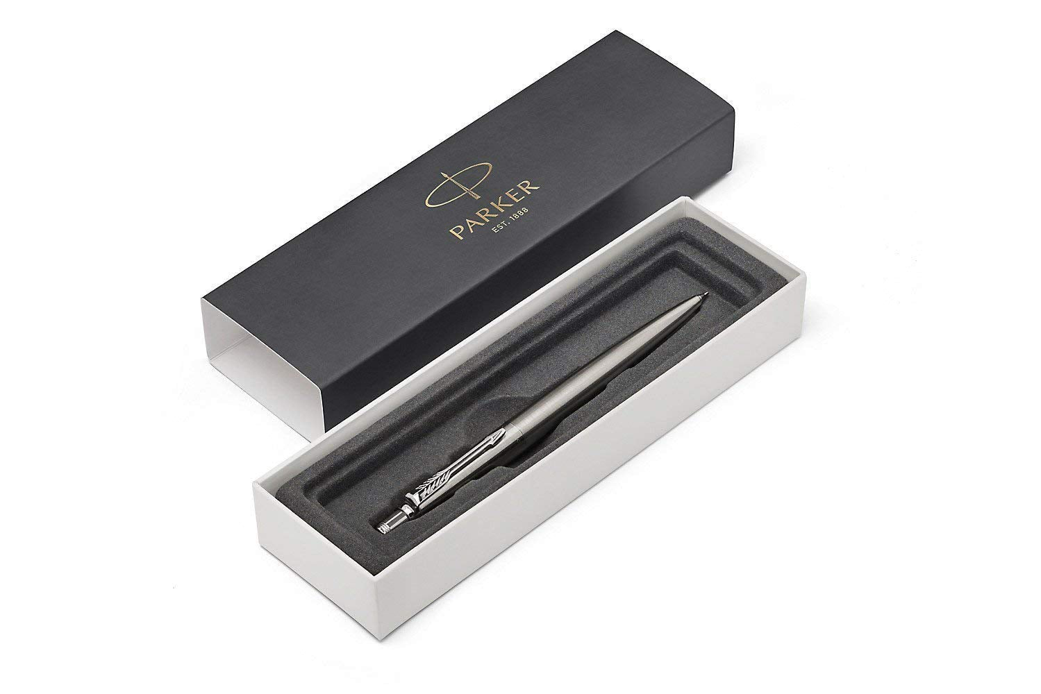 Parker Jotter Ballpoint Pen | Stainless Steel with Chrome Trim | Medium Point | Handwriting Pens & Stationery Supplies | Blue Ink | Gift Box