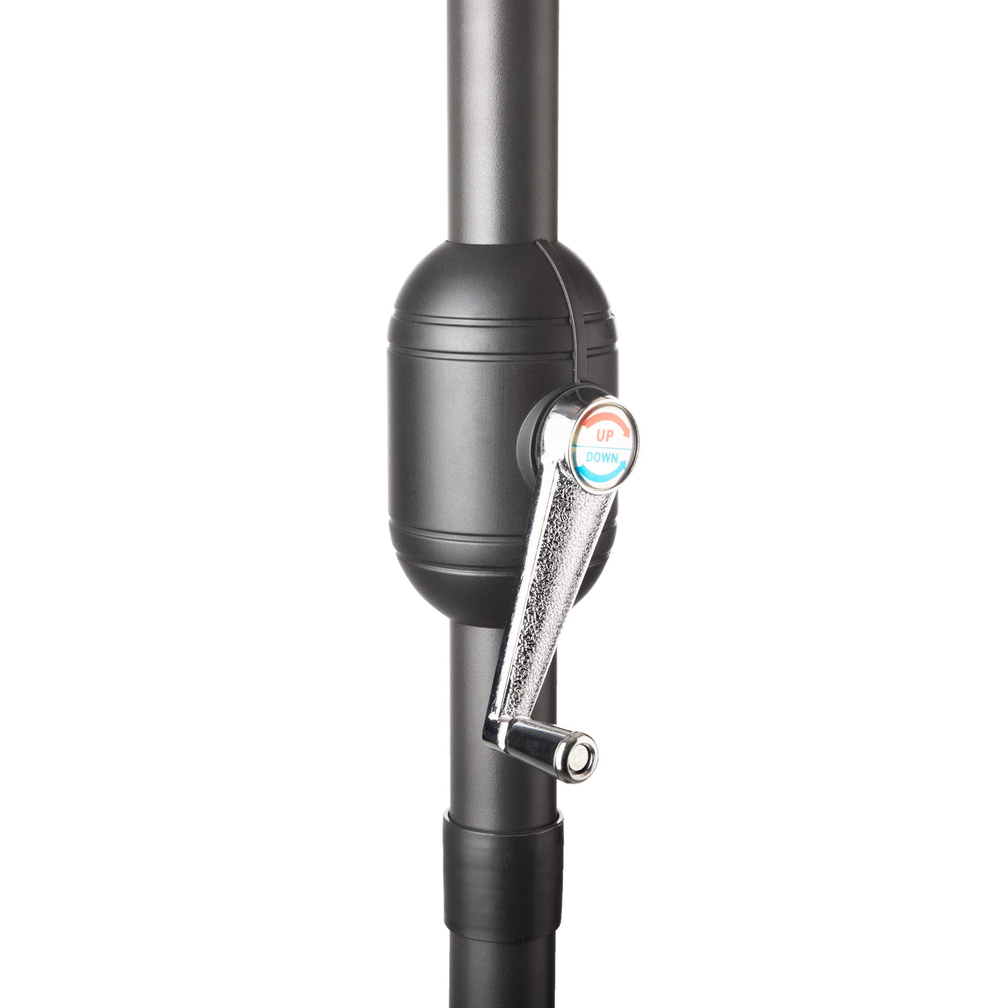 Alfresia 2.7 Metre Parasol - Round with Push Button Tilt, Outdoor Table Parasol Umbrella with Crank Handle, Garden Patio Sun Shade, Grey, Easy Assemble