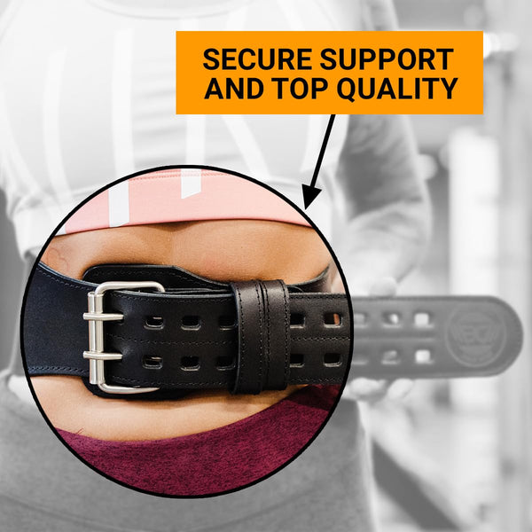 WARM BODY COLD MIND Weight Lifting Belt 4" - 100% Leather, Approved for Olympic Weightlifting, Waist/Back Support for Men Women, Powerlifting Gym