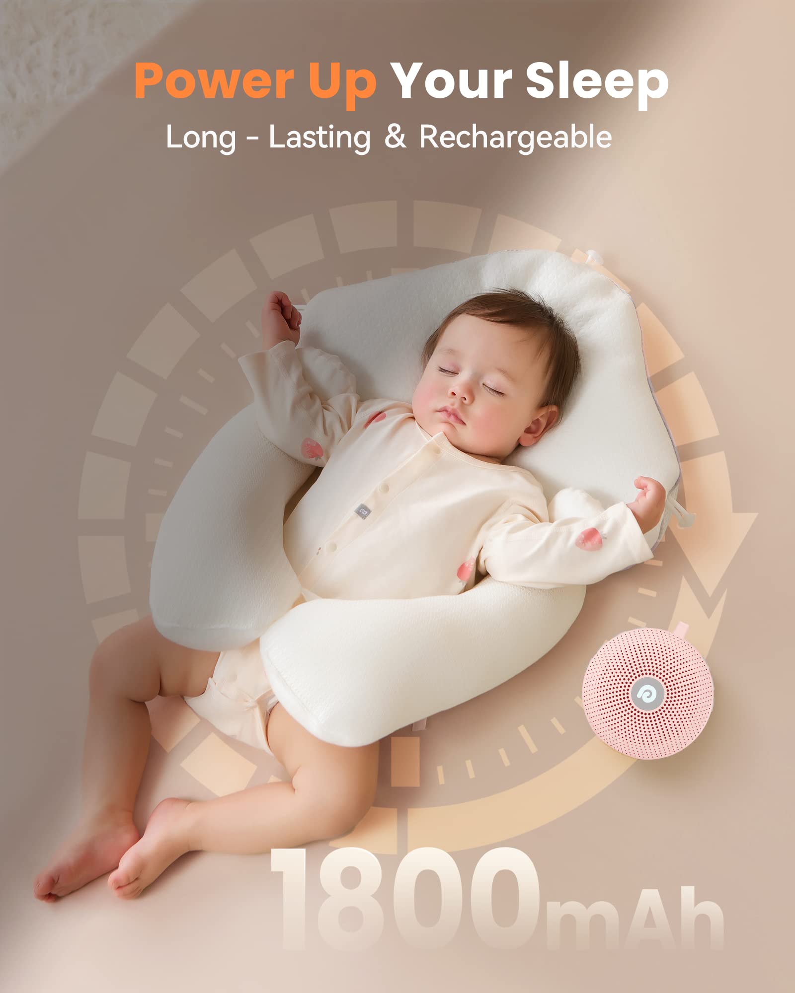 Dreamegg White Noise Machine, Portable Sound Machine Baby Features Powerful Battery, D11Max Sleep Aid Sound Machine for Baby Adults 21 Soothing Sounds for Sleeping Nursery Travel Gift USB Rechargeable