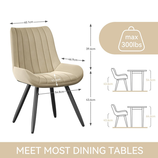 Hawthyhome Dining Chairs Set of 4 |Upholstered Chairs with 10cm Thick Seat Cushion •Upholstered Fabric Dining Chair •Kitchen Chair with Backrest •Modern Armchairs with Metal Legs •Dark Grey