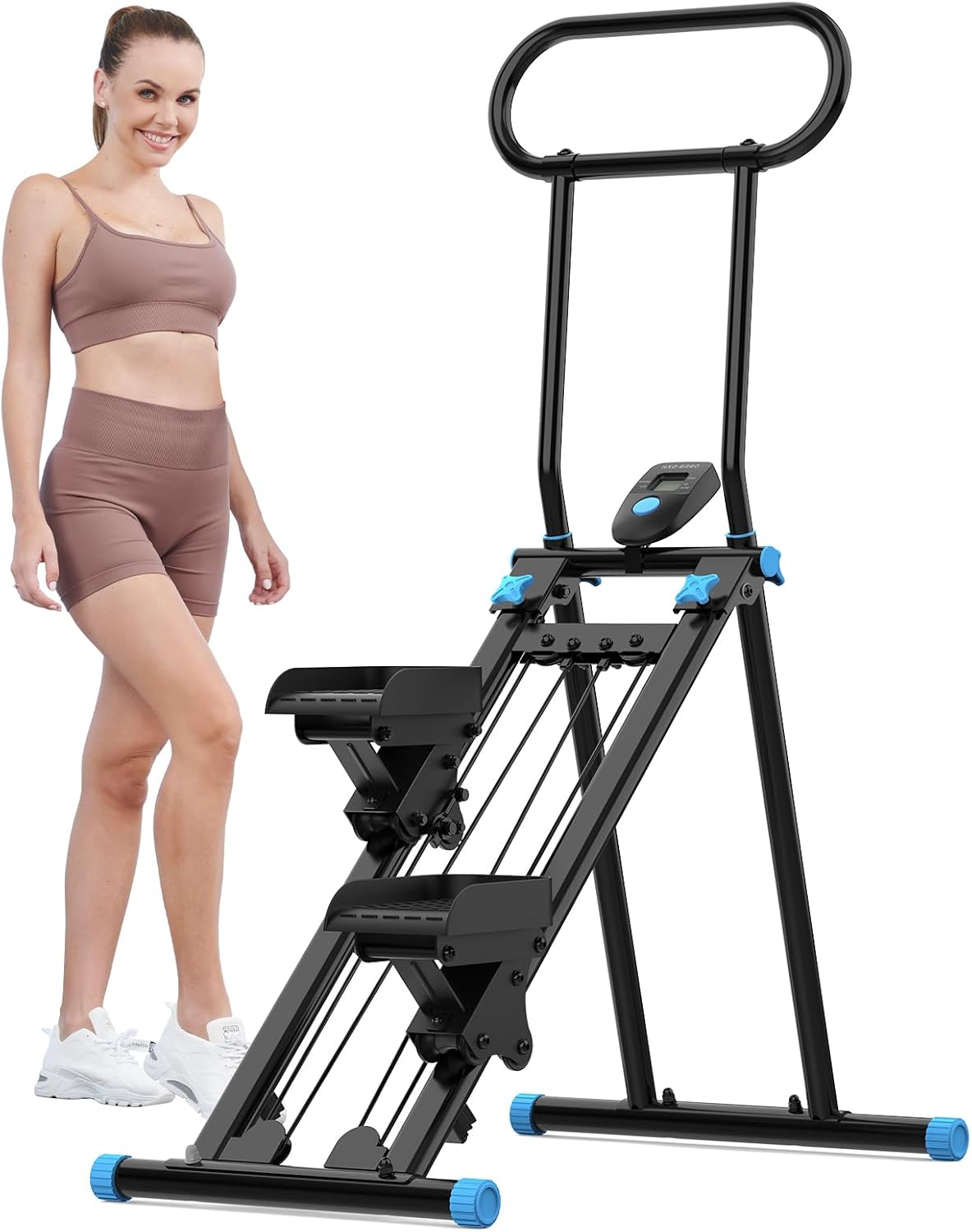 HXD-ERGO Vertical Climber Exercise Machine for Home Gym, Compact Foldable Stair Stepper Fitness Equipment with 310LBS/140kg Loading Capacity, Adjustable Handlebars, Extended Step Range