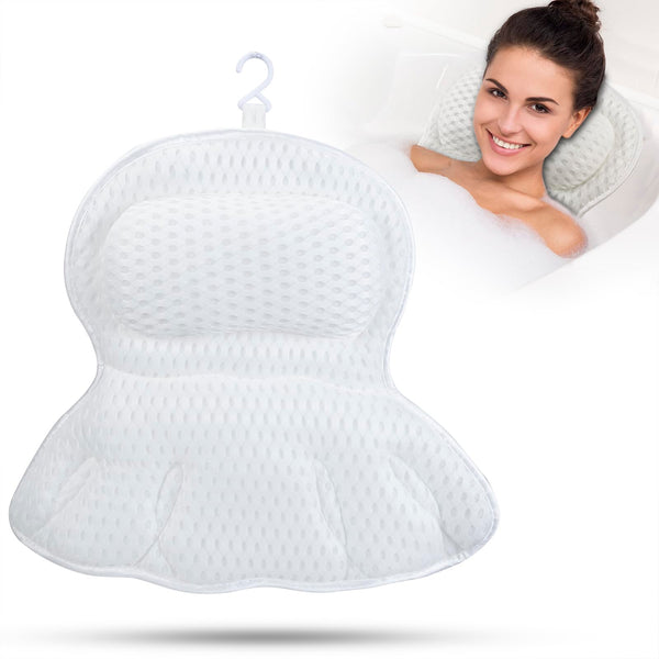 Bath Pillow Ergonomic Bath Pillows for Head and Neck 4D Mesh Bath Cushion Bath Spa Headrest Fit Back Support Bath Neck Pillow Bath Pillows with 6