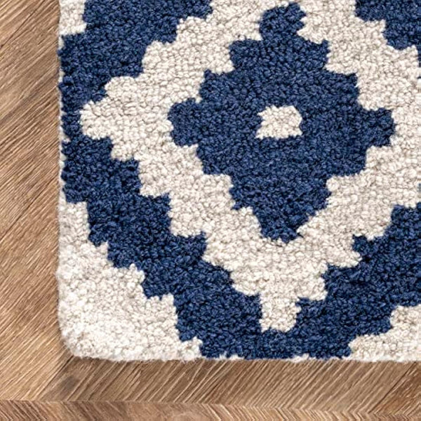 nuLOOM Kellee Hand Tufted Geometric Wool Accent Rug, 2x3, Navy