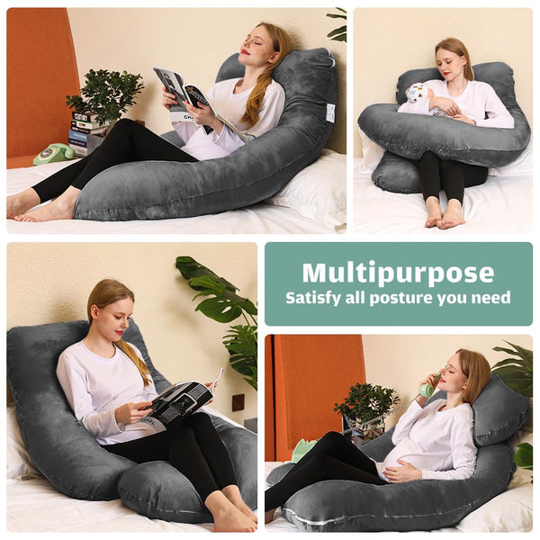 Chilling Home Pregnancy Pillow, 55 inches Maternity Pillow for Pregnant Women, Comfortable J Shaped Full Body Pillow Pregnancy Pillows for Sleeping,
