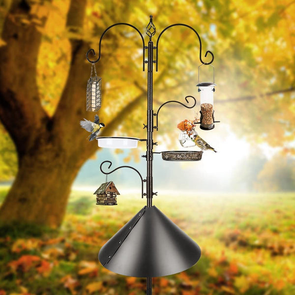 MIXXIDEA Deluxe Bird Feeding Station Kit - Wild Bird Feeder Hanging Kit with Suet Cage, Squirrel Guard Baffle, Multi Feeder Hanging, Planter Hanger,