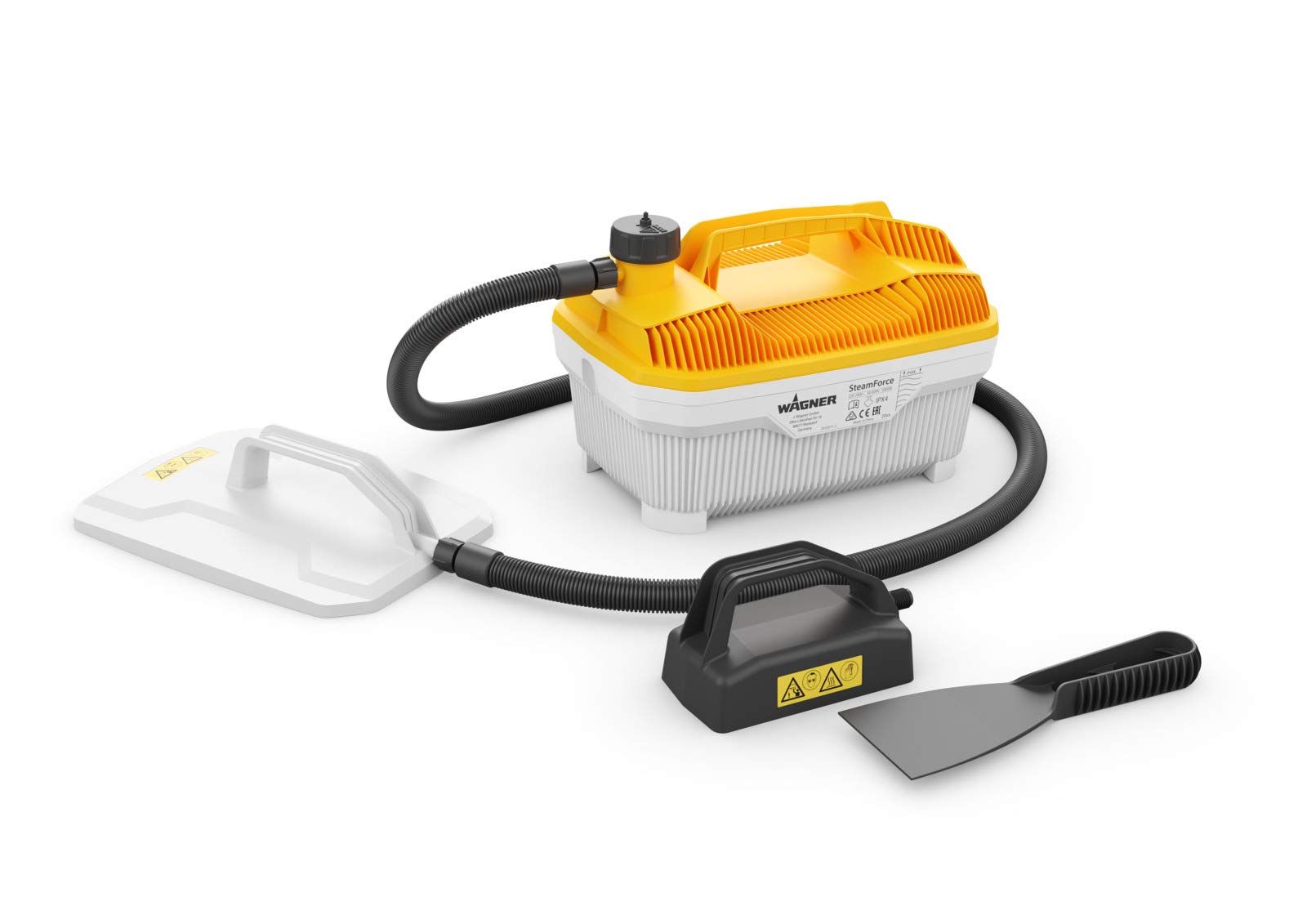 WAGNER Steam Wallpaper Stripper SteamForce Plus, 4 l Capacity, Steaming time max. 70 min, 3.7 m Hose incl. Scraper and Small steam Plate, 2.000 W, 230 V