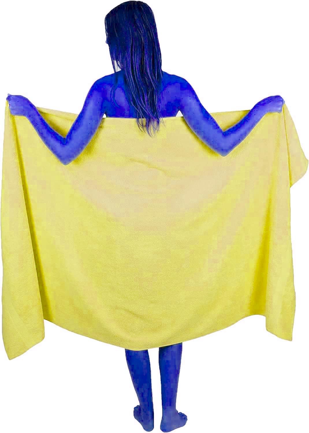 Wholesale Trade Dealz Extra Large Bath Sheet 100 x 200 cm Super Jumbo Big Bath Sheets Towels Beach Body Wrap XL Bath Towels 600-GSM (Lemon)