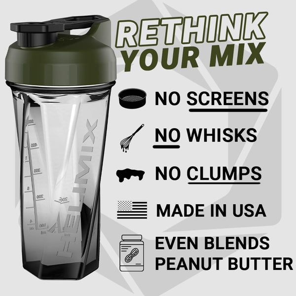 Helimix 2.0 Vortex Blender Shaker Bottle 828 ml - No Blending Ball or Whisk - USA Made - Portable Pre Workout Whey Protein Drink Cup - Mixes Cocktails Smoothies Shakes - Top Rack Safe