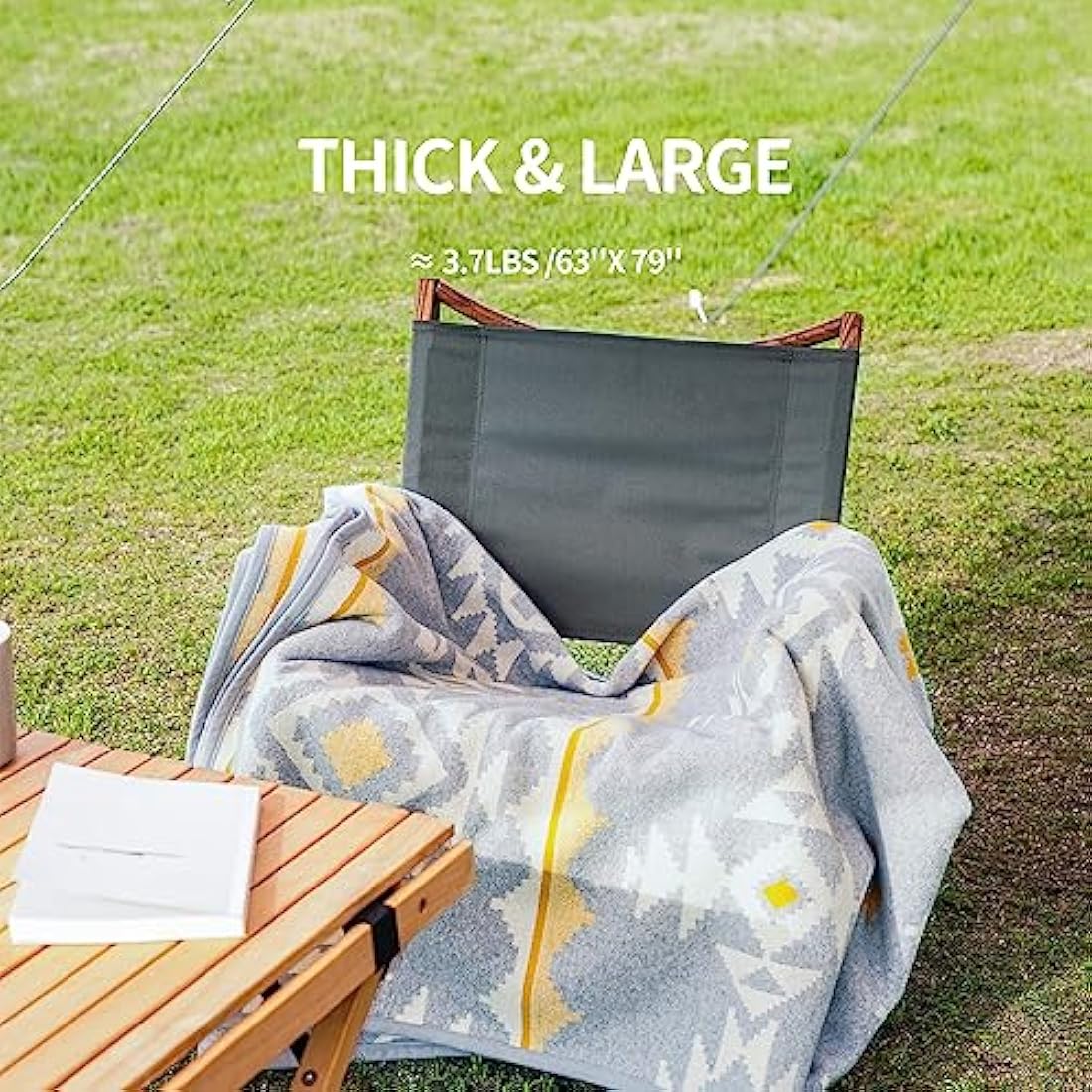 ACUSHLA Merino Wool Camp Blanket - Warm, Thick, Washable, Large Throw - Great for Outdoor Camping All Seasons Suitable Morocco White 79" x63" 3.8lbs