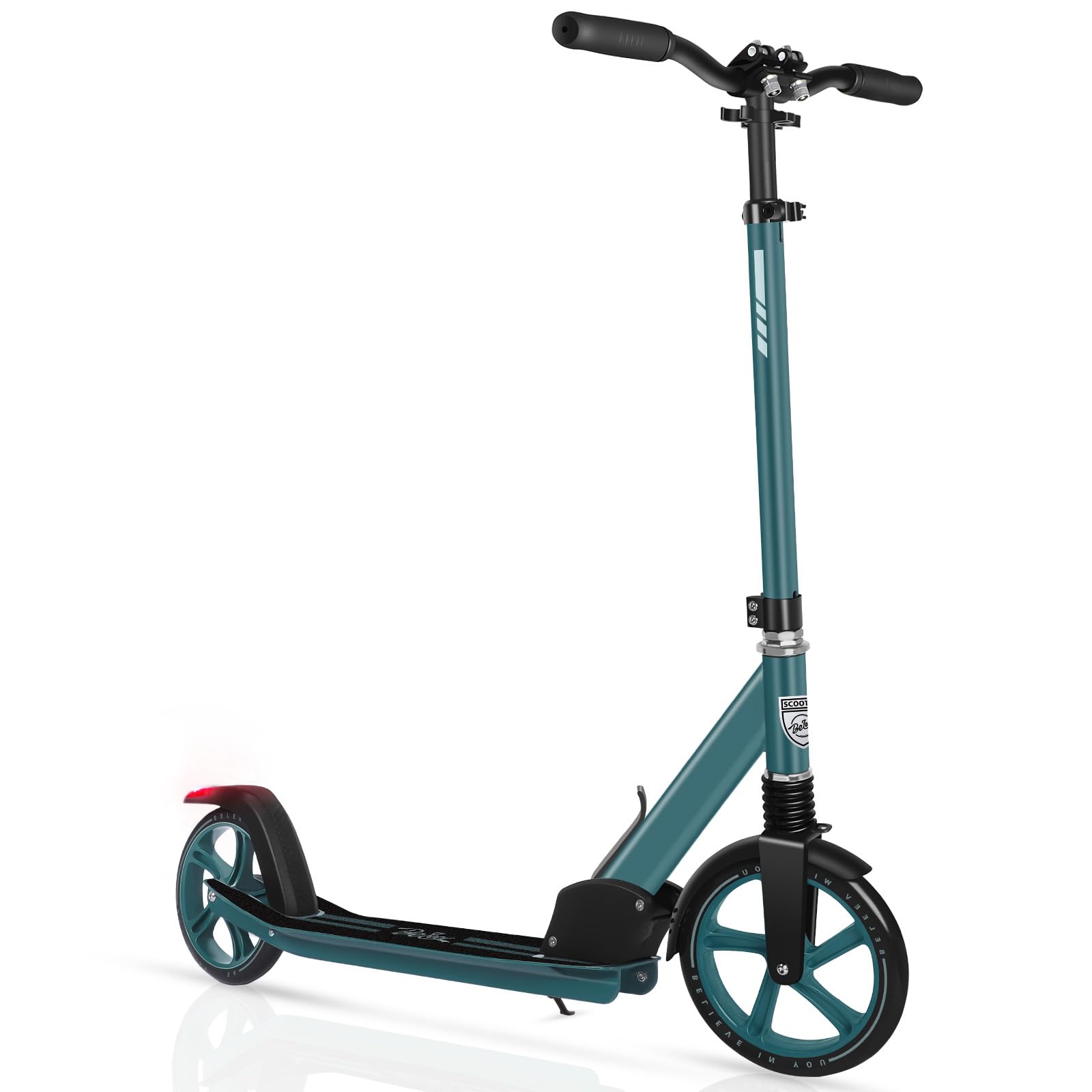 BELEEV Scooters for Kids Ages 8+, Folding 2 Wheel Scooter for Adults Teens, 200mm Big Wheels, 4 Adjustable Handlebar, Front Suspension, Lightweight