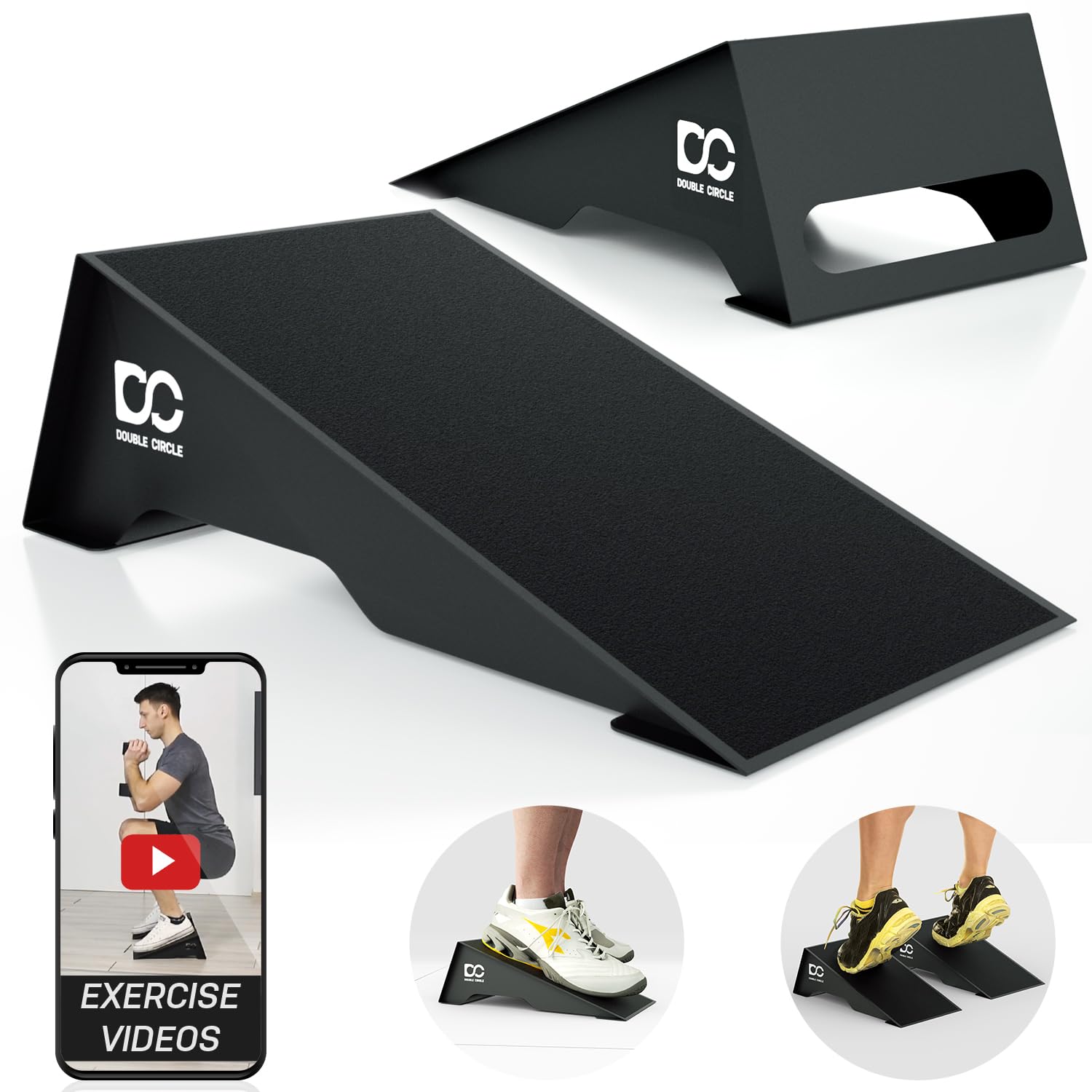 Double Circle Squat Wedge ? Professional Squat Ramp for Weightlifting and Fitness ? Squat Platform for Heel Elevated Squats and Calf Raises ?
