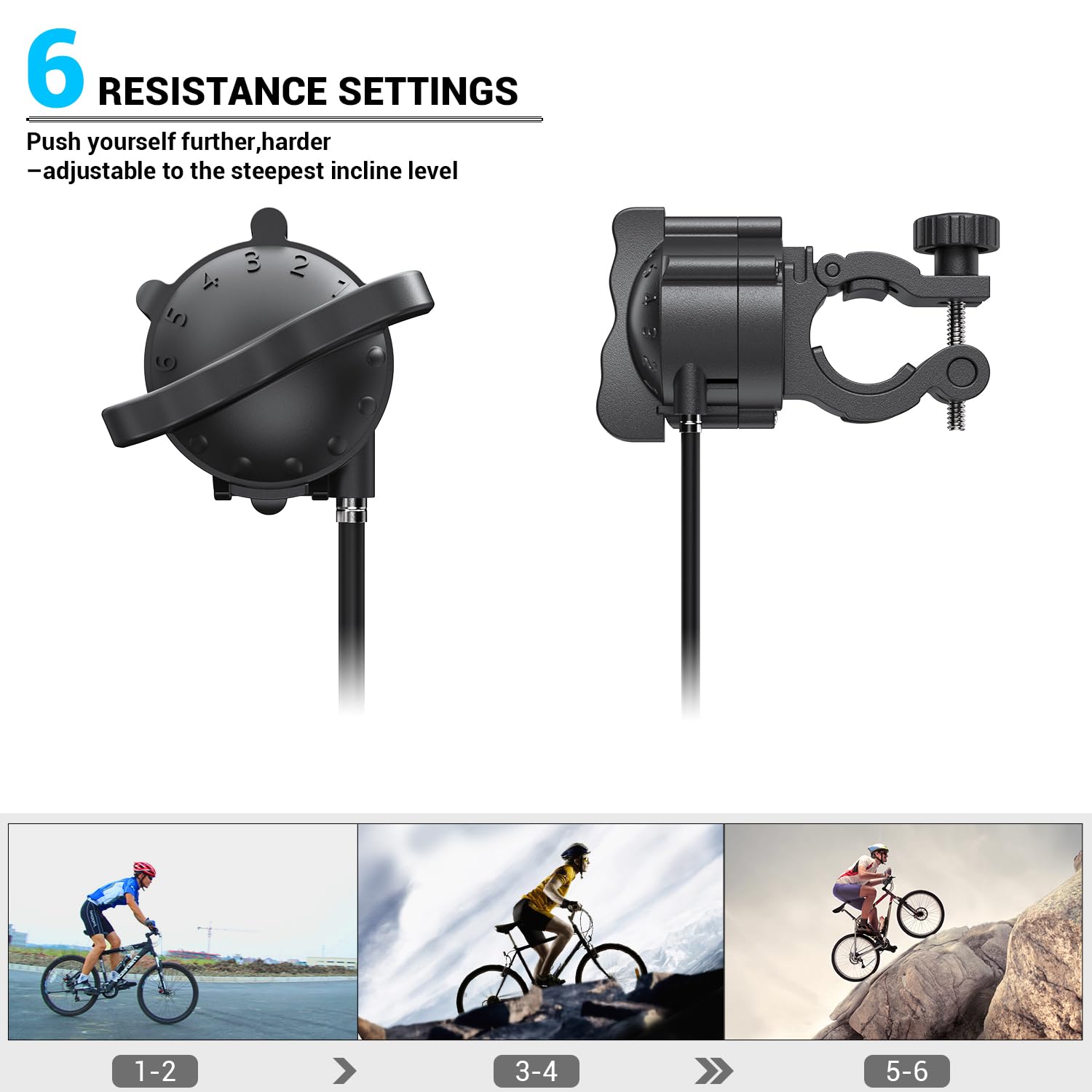 Sportneer Turbo Trainer, Bike Trainer with 6 Resistance Settings for Indoor Bike Trainer Stand Steel Bicycle Exercise Magnetic Stand with Noise