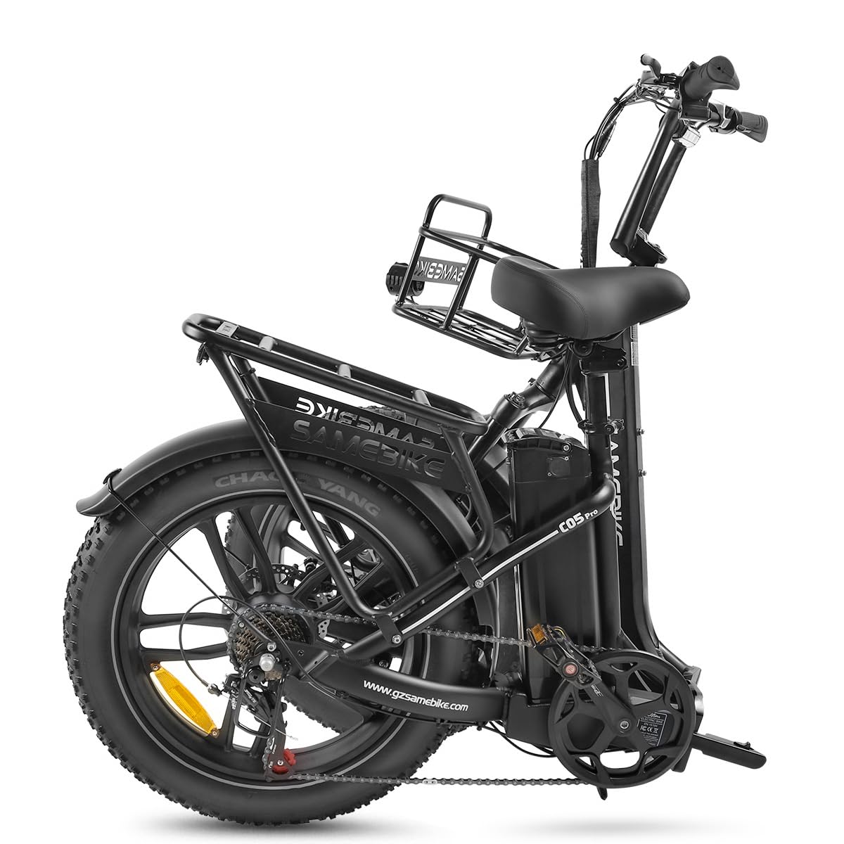 SAMEBIKE Shiman0 7-Speed Foldable Electric Bike for Adults, 20"*2.35 Fat Tire Ebike, Max Range 110KM, Dual Shock Absorber, E-bike for Commuting and Off-Road Adventures