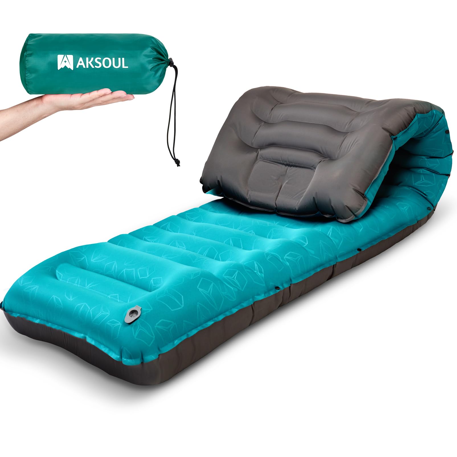 AKSOUL Self Inflating Sleeping Mat for Camping: 8-12CM Thickness Single Camp Mattress, Double Joinable Camping Inflatable Mat