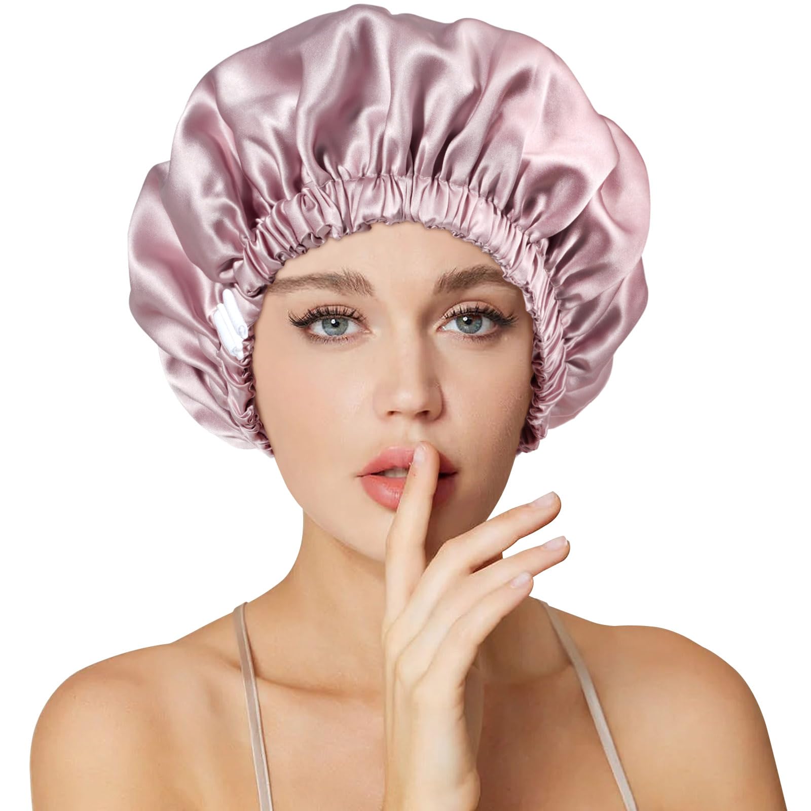 Necole 22 Momme 100% Mulberry Double Silk Bonnet for Sleeping Women Double Layer Lined Stay On Head for Hair Care with Adjustable Elastic Band