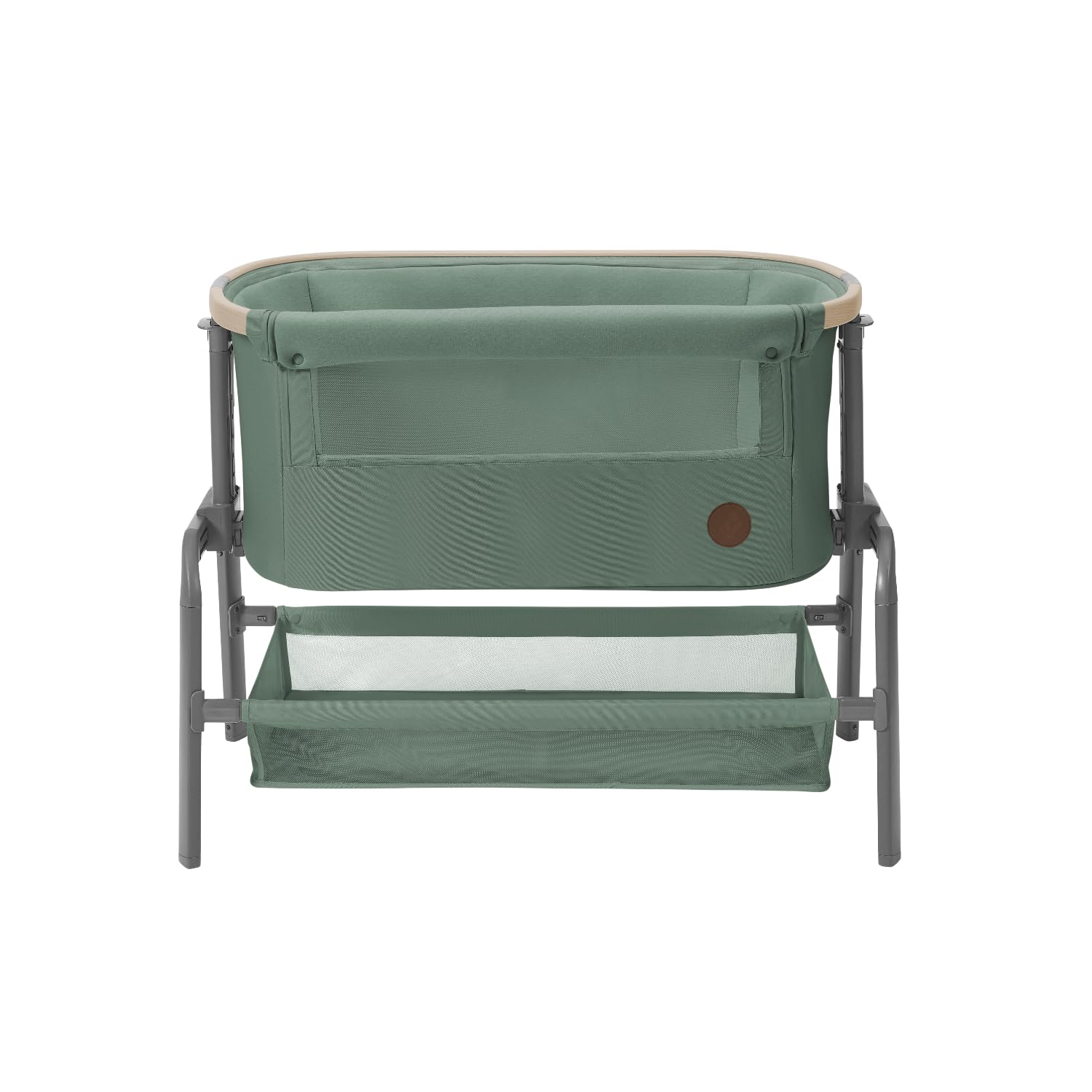 Maxi-Cosi Iora Co-Sleeper Crib, Foldable Baby Bedside Crib, 0–6 Months, max 9 kg, 4 Incline & 5 Height Positions, Easy Slide, Comfortable Mattress, Large Basket, Easy to Carry, Essential Grey