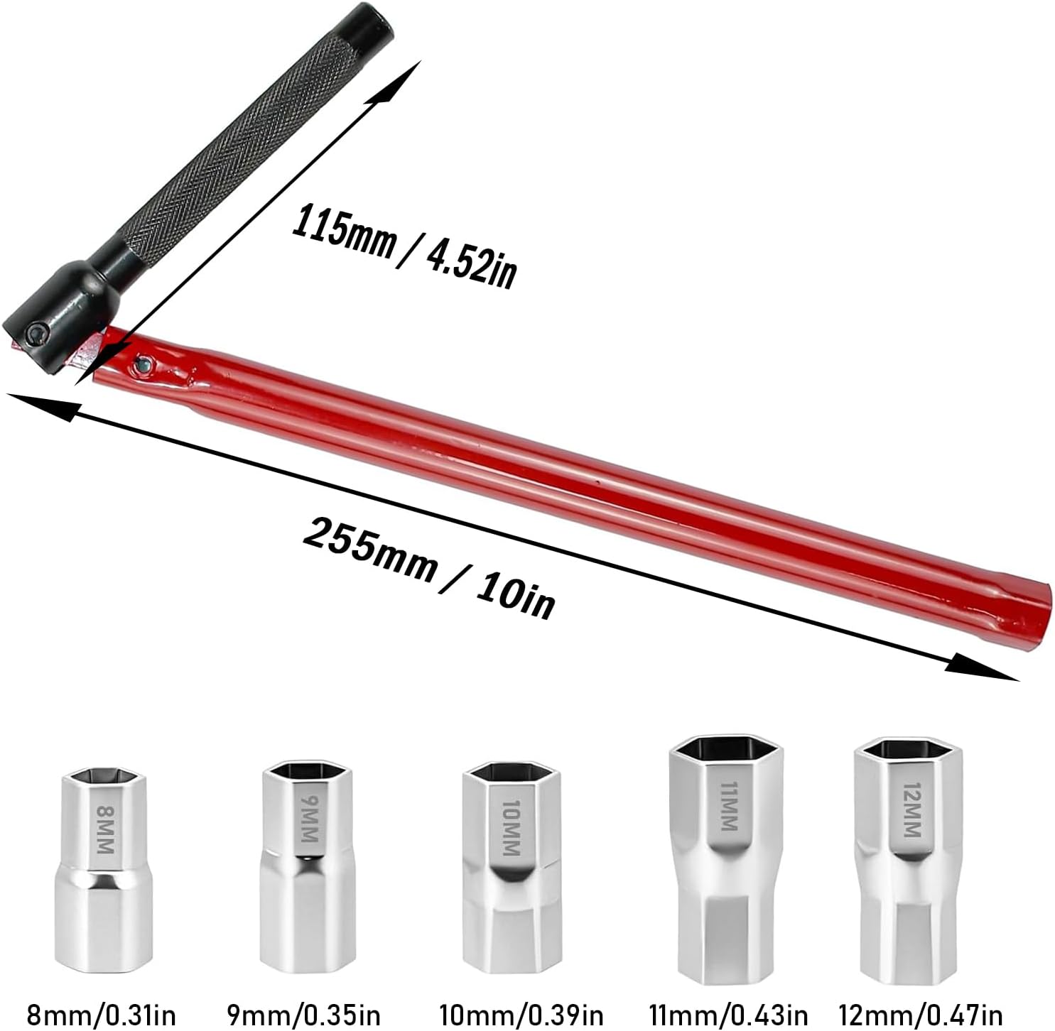 GIONAR Tap Spanner with 5pcs 8-12mm Nut Set, Adjustable Box Spanners for Taps, Tap Spanner Set for Plumbers Bath Basin Kitchen Sink Tap Installation Tool