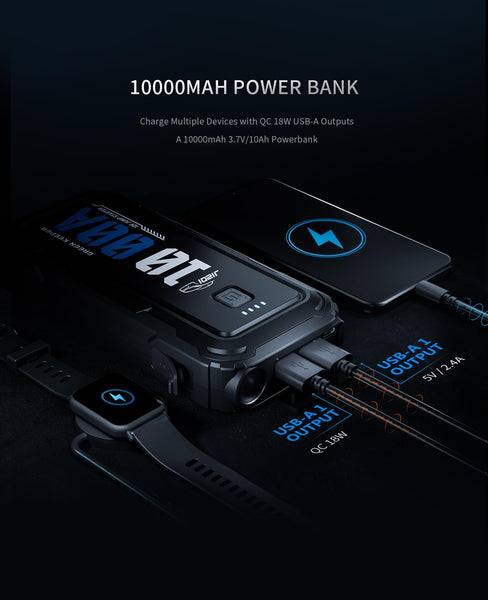 Jump Starter Power Pack Car Battery Starter 2000A 12V for 7.0L Gas & 6.5L Diesel with 12V/6A Output Extension Port, Portable Car Battery Booster 16000mAh Power Bank, High-Efficiency for All Weather