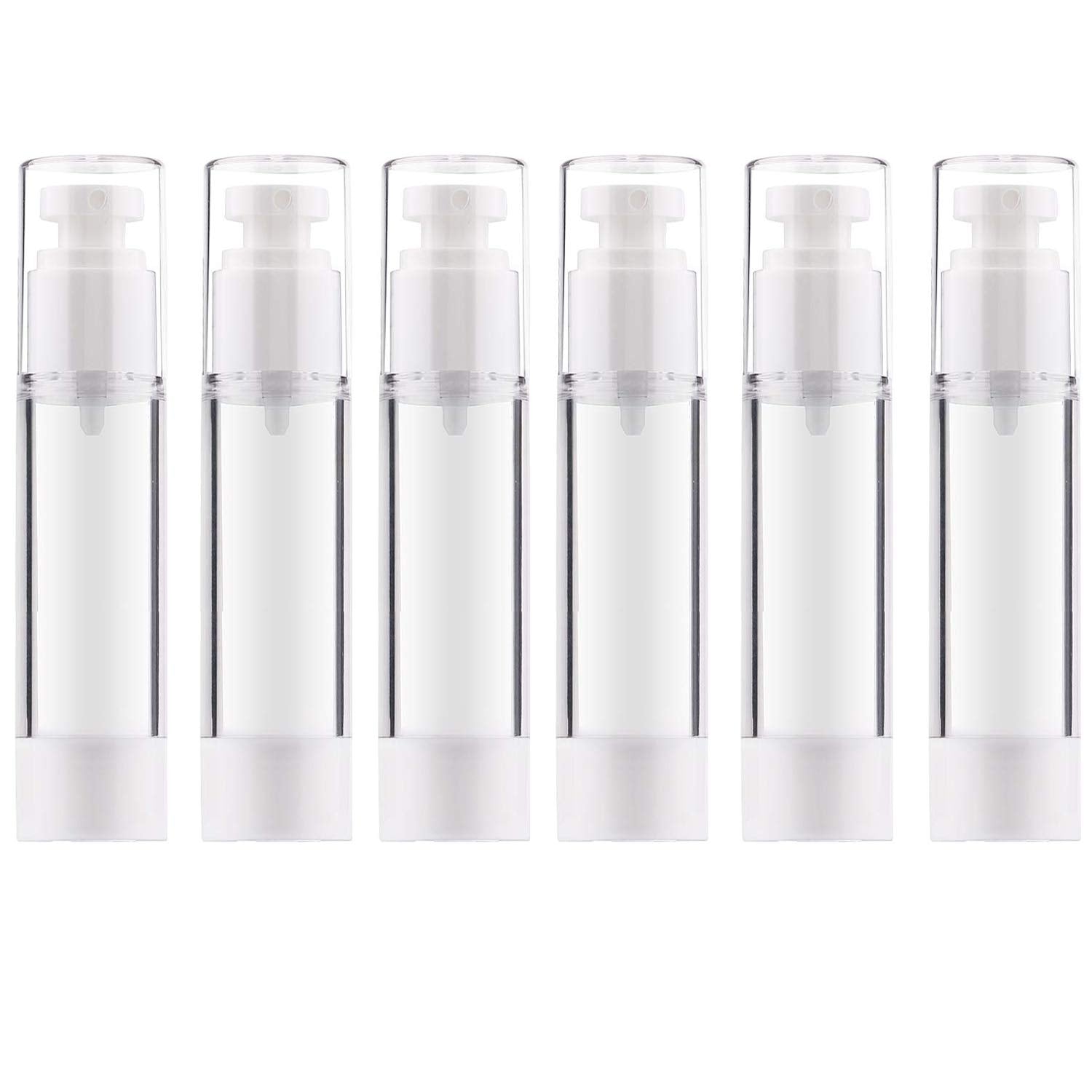 Alledomain 6Pcs 50Ml Airless Pump Bottle | Refillable Empty Clear Travel Lotion Pump Containers Dispenser/Vacuum Press Pump Bottles for Foundation,