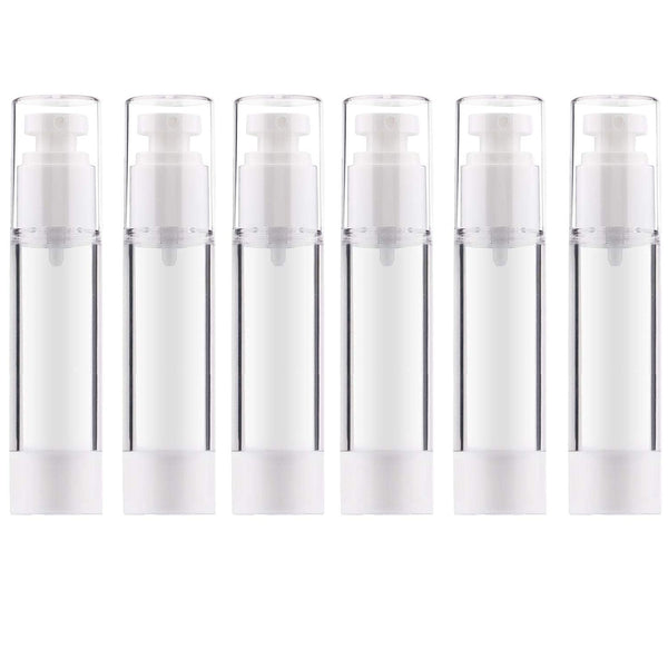 Alledomain 6Pcs 50Ml Airless Pump Bottle | Refillable Empty Clear Travel Lotion Pump Containers Dispenser/Vacuum Press Pump Bottles for Foundation,