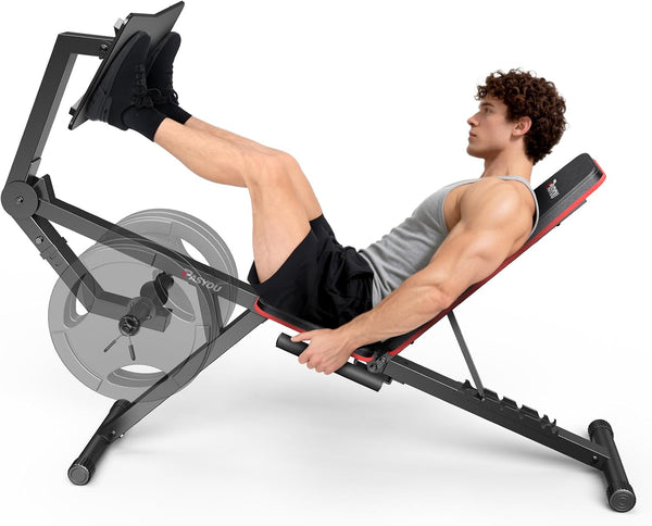 PASYOU Leg Extension Machine With 6 Adjustable Backrests, Leg Press Machine For Home Gym，Maximum Capacity & Dumbbell Weight 220LBS ，Weight Bench With Leg Curl Machine For Lower Body Exercise PM30