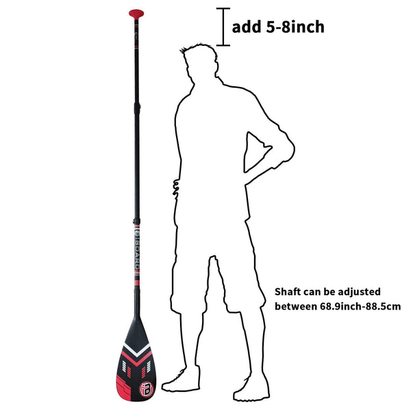 iBOARD Carbon Fiber Paddle SUP/Kayak 3-Piece Adjustable Stand Up Paddle Carbon Shaft+Carbon Paddle Blade