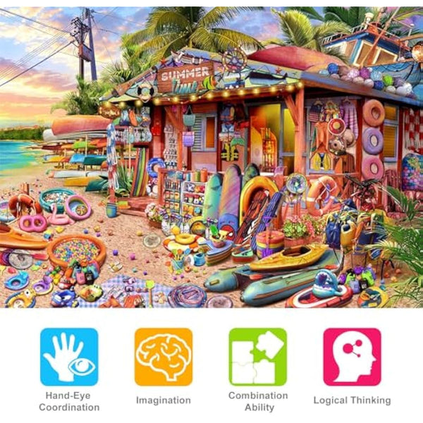 Jigsaw Puzzles 1000 Pieces for Adults-Beach Shop-1000 Piece Puzzle Educational Games Decoration Puzzle