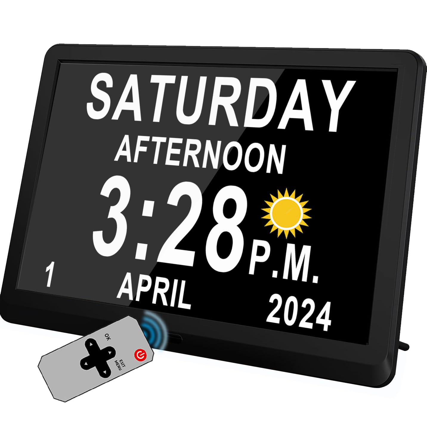 Véfaîî Newest,Dementia Clock 2.0 with Auto DST, 20 Custom Reminders, Day Clock with Sun/Moon icons for Elderly, Sleep Trainer, 7" with Remote & HD Picture Frame