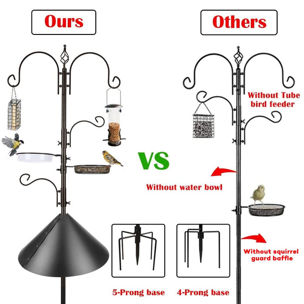 MIXXIDEA Deluxe Bird Feeding Station Kit - Wild Bird Feeder Hanging Kit with Suet Cage, Squirrel Guard Baffle, Multi Feeder Hanging, Planter Hanger,