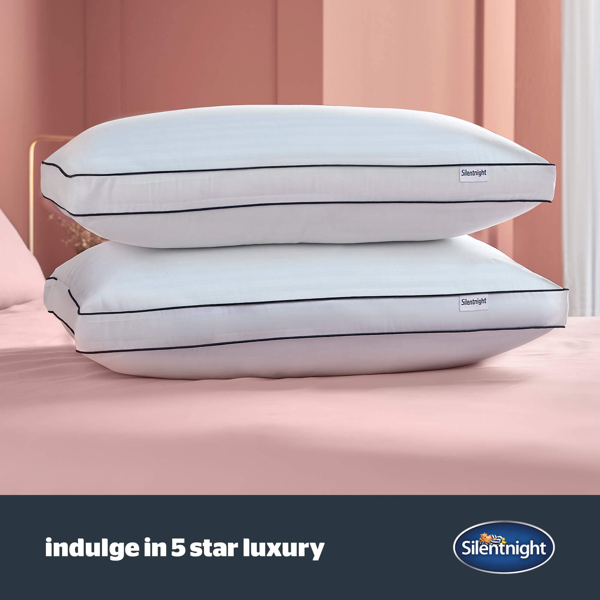 Silentnight Hotel Collection Luxury Pillows 4 Pack - Soft Touch Hotel Quality Bed Pillows for Back and Side Sleepers with Box Design Offering Extra