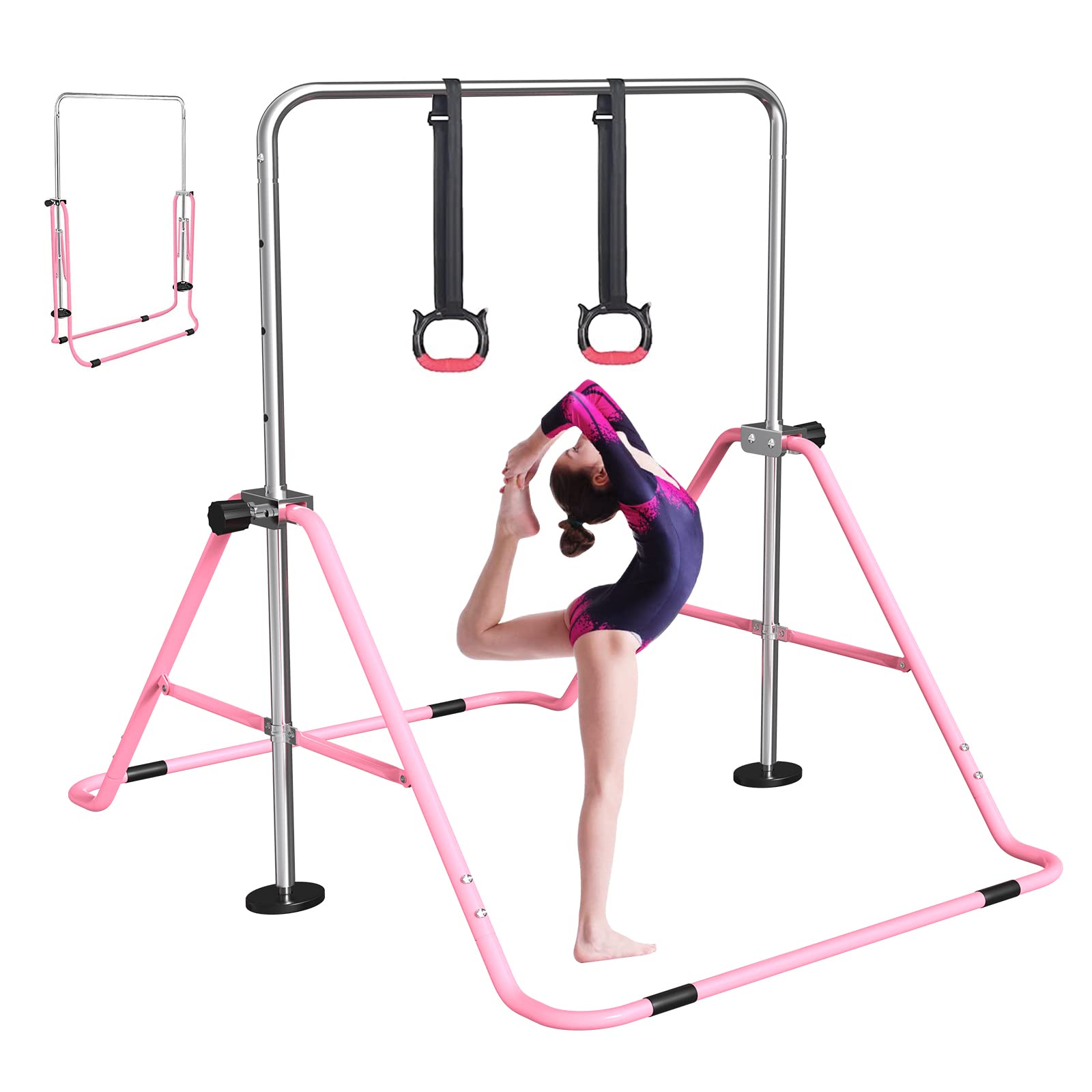 FBSPORT Gymnastics Bar,Gymnastics Equipment, Folding Horizontal Bar for Kids Home Training, Expandable Gymnastics Training Bar Junior with Adjustable