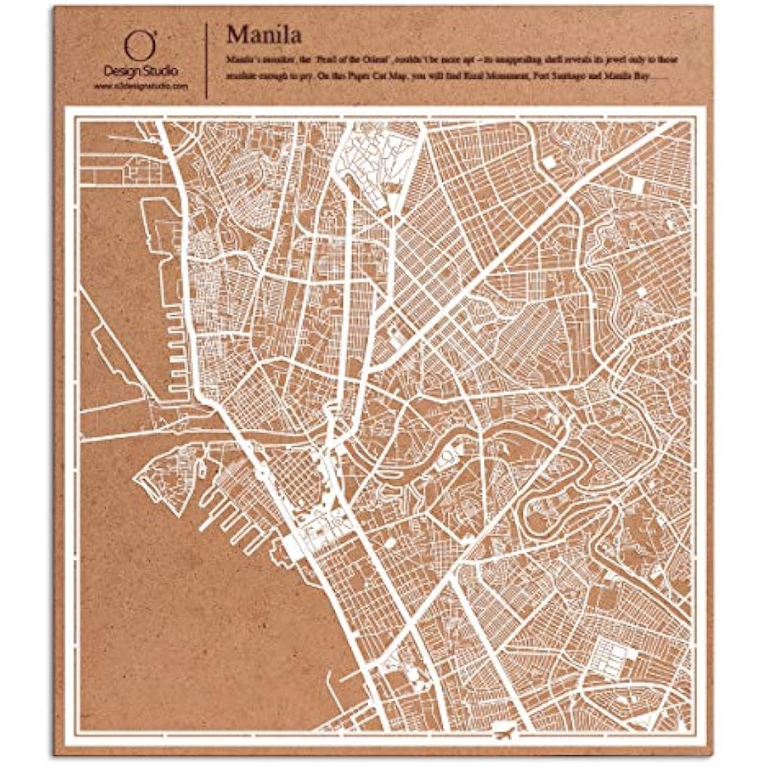 Manila Paper Cut Map by O3 Design Studio White 30x30 cm Paper Art