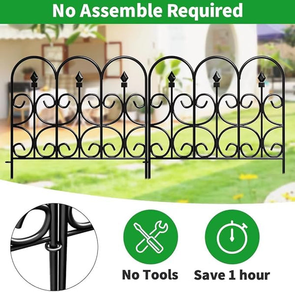 Amagabeli Garden Home 5 Panels Decorative Garden Fence for Dogs 81CM(H) x3.05M(L) Outdoor Coated Metal Rustproof No Dig Fence Metal Garden Edging
