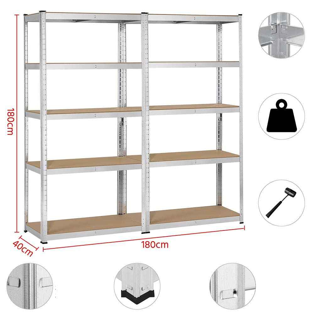 Yaheetech Garage Shelving Units - 5 Tier Heavy Duty Rack for Storage Metal Utility Shelves,180cm x 90cm x 40cm,175KG Per Shelf,Blue