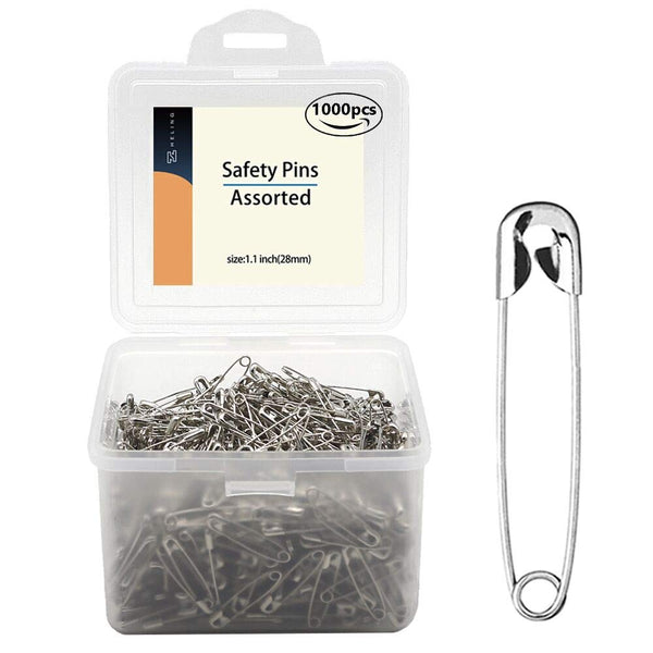 vrupin 1000 Pieces - 1.1 Inch Safety Pins Clips Tool 28mm Assorted, Sewing Accessories Kit