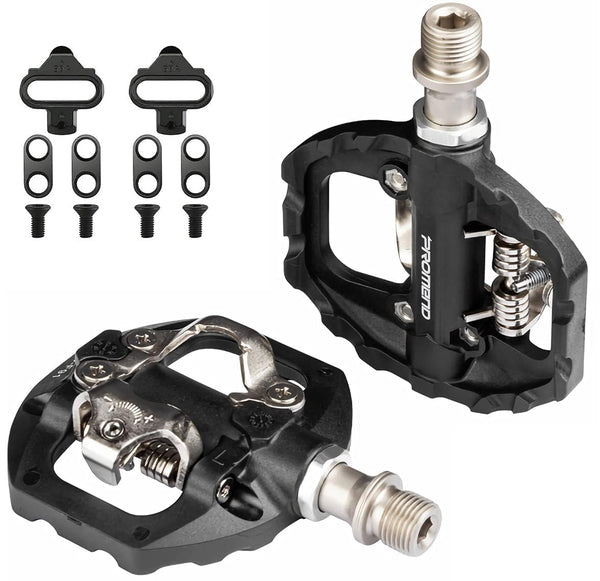 MTB Pedals Dual Platform with Cleats - Compatible with Shimano SPD Cleats, 3 Sealed Bearing Lightweight Nylon Fiber Bicycle Pedal for Gravel, BMX,