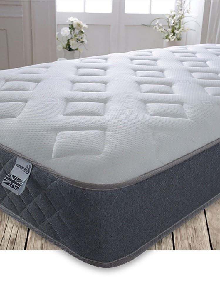 Starlight Beds Essentials Jump n Tac Small Shorty Memory Foam Mattress with Springs. 7.5 Inch Hybrid 2ft6 x 5ft9 Budget Mattress. Soft, Grey Border