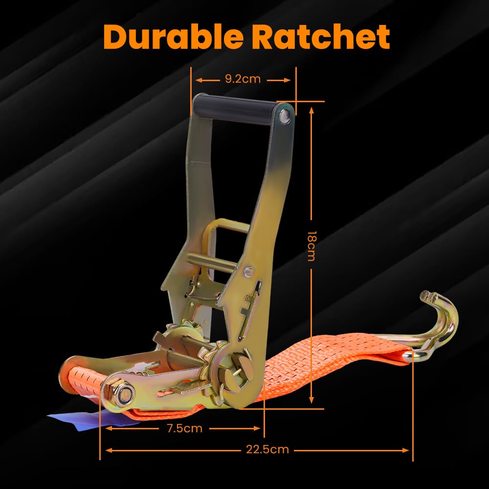 maXpeedingrods 10 x Lashing Straps Ratchet Strap Tie Down 5000kg x 6m x 50mm Heavy Duty Trailer Tension Belts with Iron Handle and Double J Hook 5000kg 5Ton