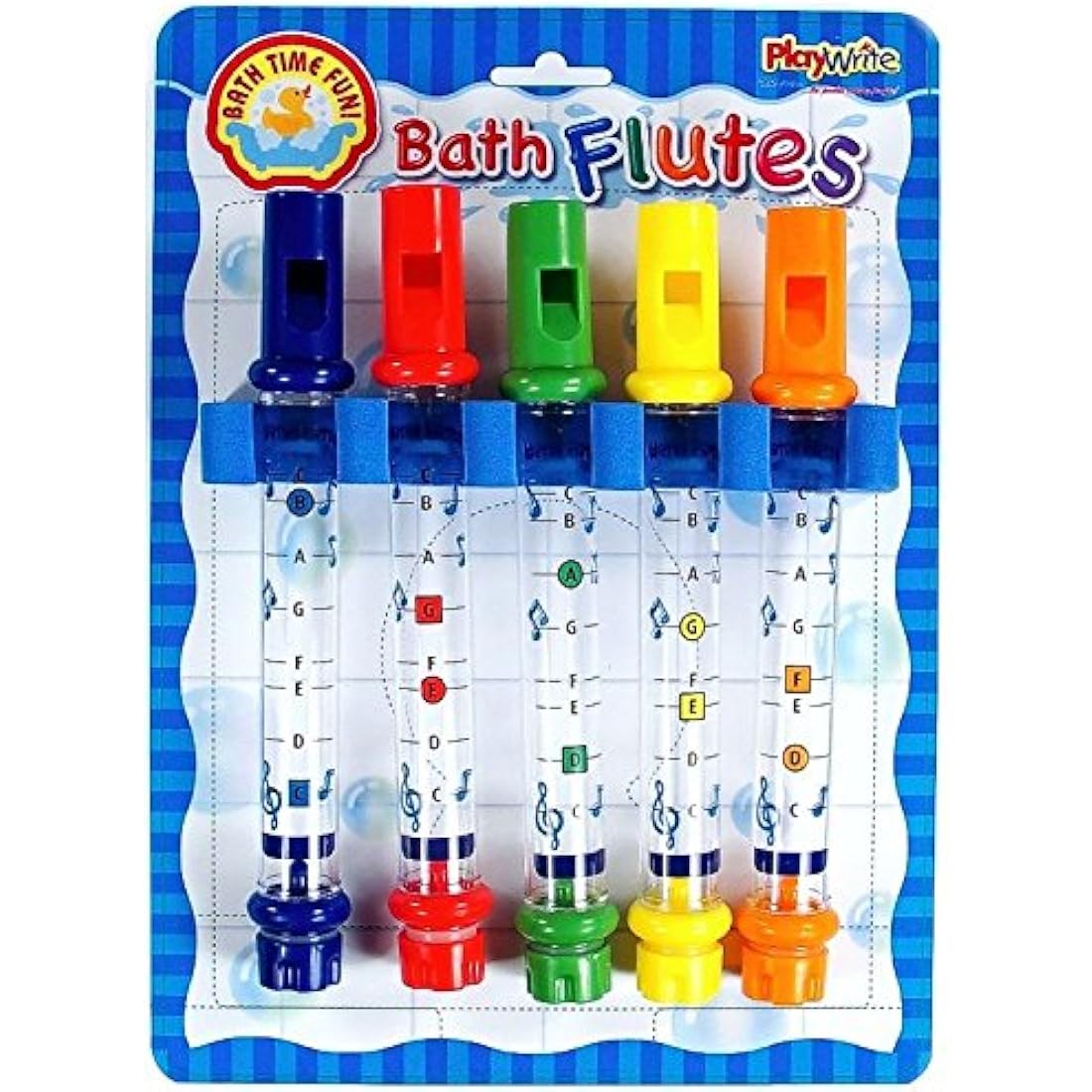 Playwrite Bath Flutes - Children's Bath Toys, ONE Pack of 5 Flutes in Mixed Colours
