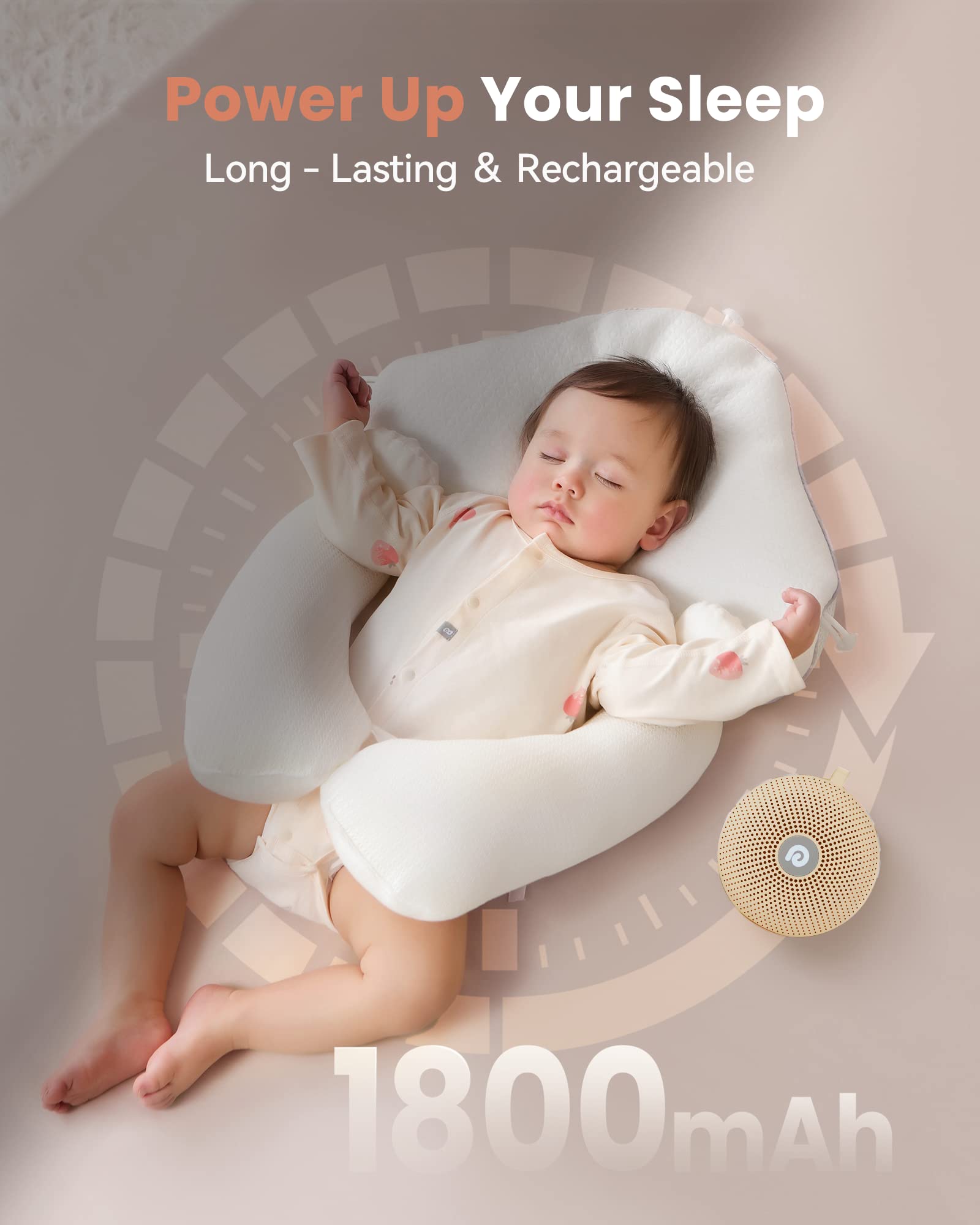 Dreamegg White Noise Machine, Portable Sound Machine Baby Features Powerful Battery, D11Max Sleep Aid Sound Machine for Baby Adults 21 Soothing Sounds for Sleeping Nursery Travel Gift USB Rechargeable